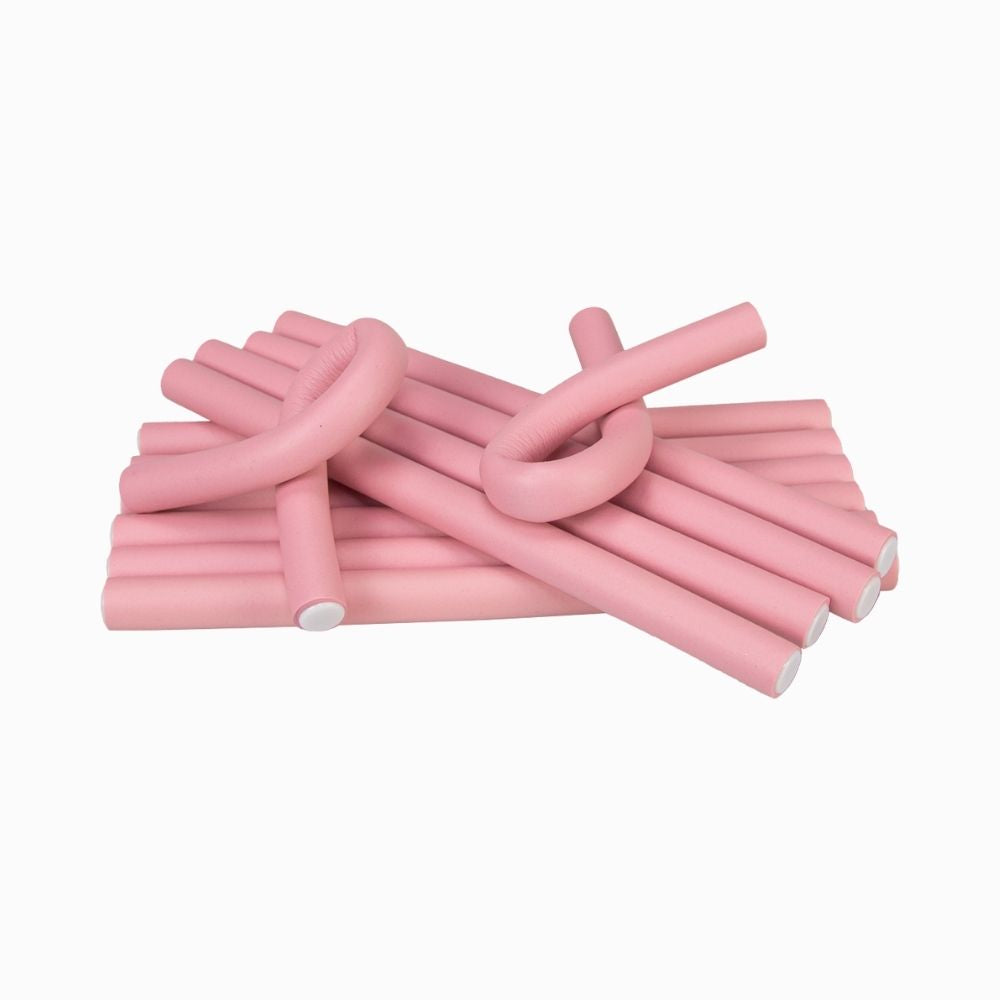 12pc Bendy Hair Rollers Pink